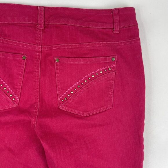 Style & Co. Dark Pink Denim Capri Pants Sz 8 Cotton Blend Stretch Studded Pocket - Picture 7 of 7